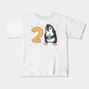 I am 2 with penguin - kids birthday 2 years old Kids T-Shirt